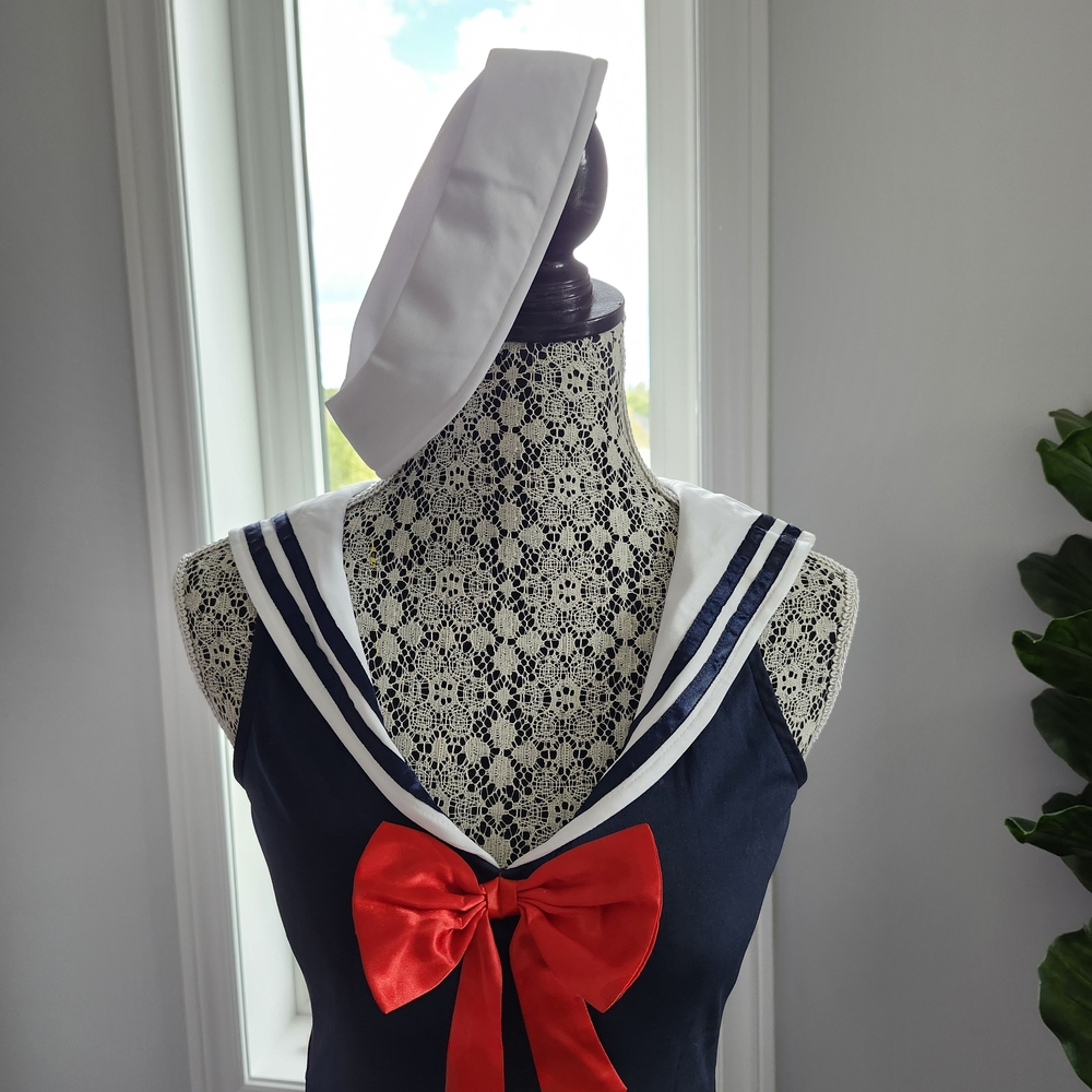 Halloween Costume Dress Sailor Girl Knee Length Nautical Accents Modest